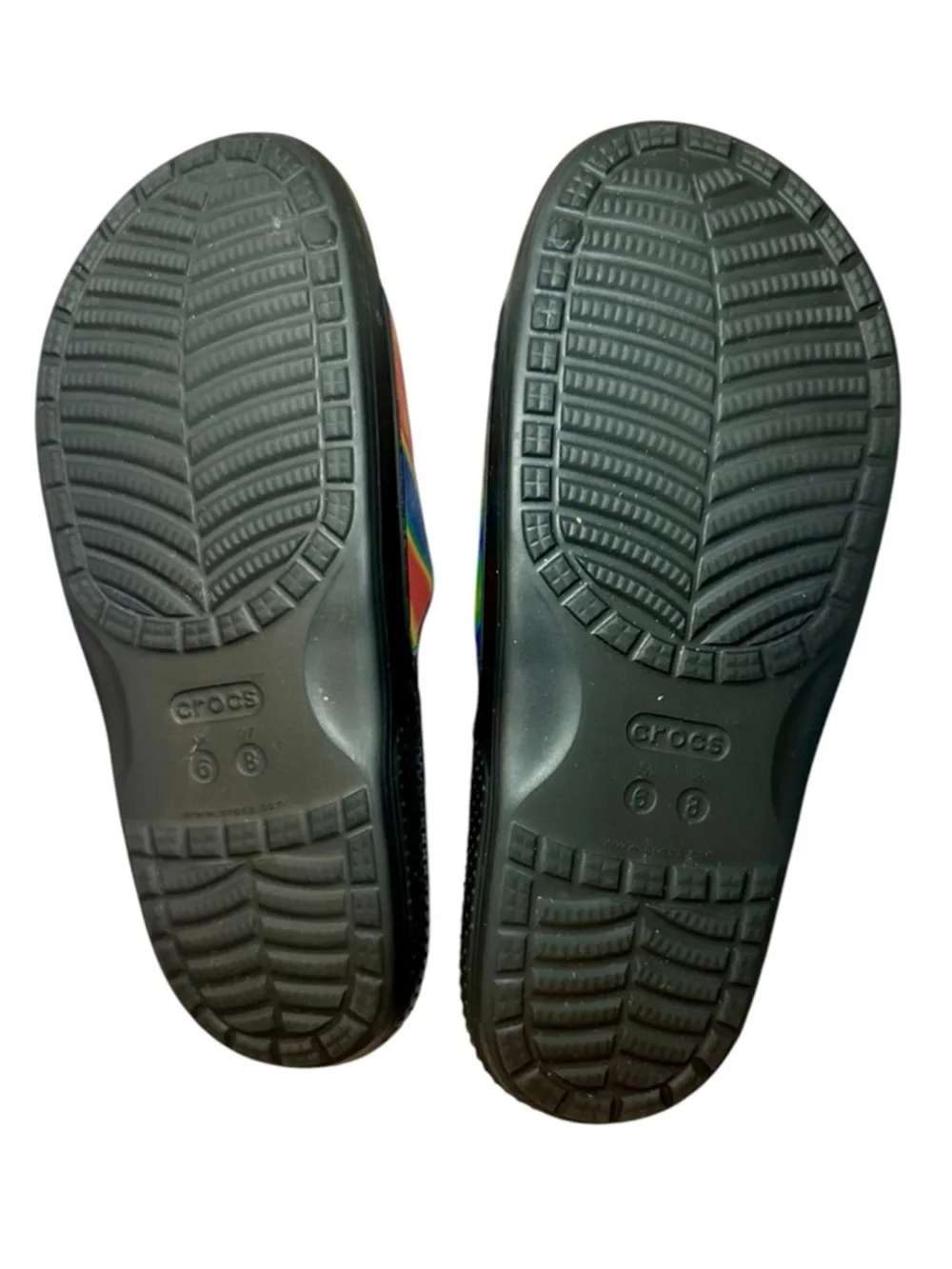 Crocs Classic Solarized Tie Dye Slides M6 W8 Rainbow Unisex Sandals